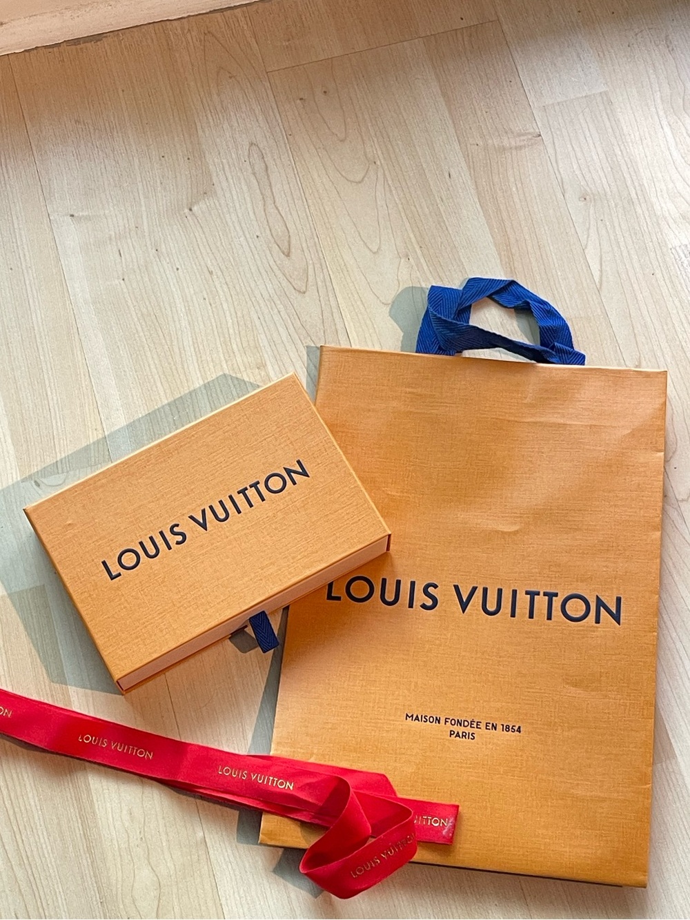 Louis Vuitton Empty Gift Box + Shopping Bag + Ribbon – LV Gift Packaging/Decor